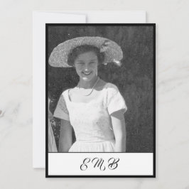 80誕生日写真エレガント白黒モノグラム 招待状