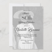 80誕生日写真エレガント白黒モノグラム 招待状 (裏面)