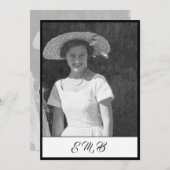 80誕生日写真エレガント白黒モノグラム 招待状 (正面/裏面)