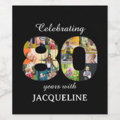 80誕生日写真テンプレートブラック ワインラベル (シングルラベル)