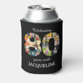 80誕生日写真テンプレート招待状ブラック 缶クーラー (缶裏面)