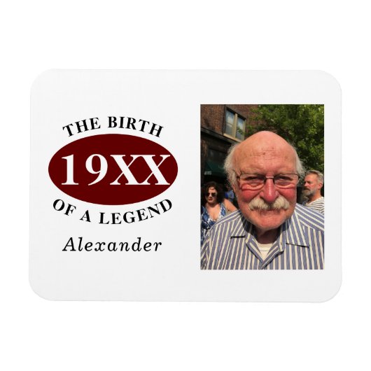 80誕生日写真テンプレート誕生 マグネット (横)