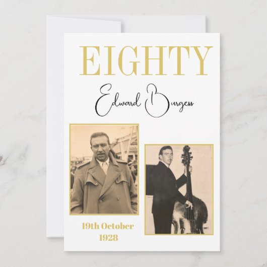 80誕生日写真男性モダン誕生日 招待状 (正面)