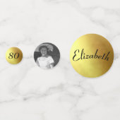 80誕生日写真金ゴールド色おもしろい コンフェッティ (正面)