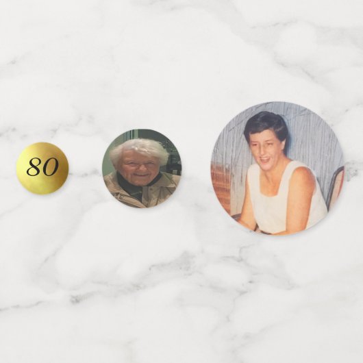 80誕生日写真金ゴールド色おもしろい コンフェッティ (裏面)