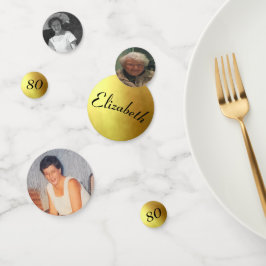 80誕生日写真金ゴールド色おもしろい コンフェッティ