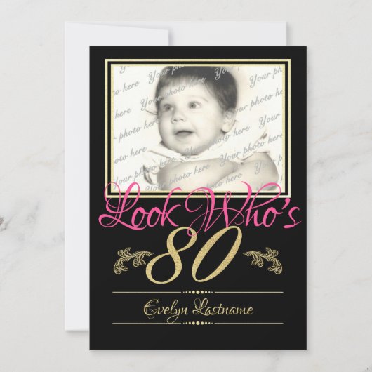 80誕生日写真 招待状 (正面)