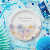 80誕生日夏水カラーフローラカスタム ペーパープレート (パーティー)