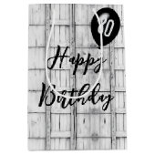 80誕生日対称素朴木目パターン ミディアムペーパーバッグ (正面)