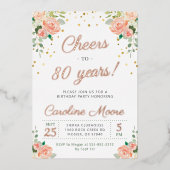 80誕生日応援から80年レディースバラ金ゴールド 箔招待状 (正面)