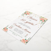 80誕生日応援から80年レディースバラ金ゴールド 箔招待状 (回転した状態)