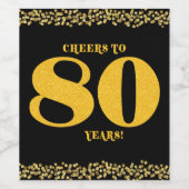 80誕生日応援から80年金ゴールドグリッター ワインラベル (シングルラベル)