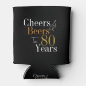 80誕生日応援とビアーズパーティーブラック金ゴールド 缶クーラー (正面)