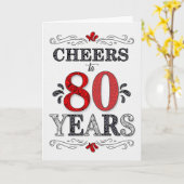 80誕生日応援の赤い白の黒いパターン カード (黄色い花)