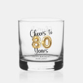 80誕生日応援~80年ブラック金ゴールド ウイスキーグラス (正面)