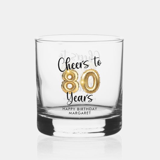 80誕生日応援～80年ブラック金ゴールド ウイスキーグラス (裏面)