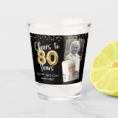80誕生日応援～80年ブラック金ゴールド ショットグラス (正面)