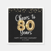80誕生日応援~80年ブラック金ゴールド スタンダードカクテルナプキン (正面)