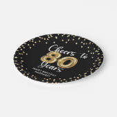 80誕生日応援～80年ブラック金ゴールド ペーパープレート (アングル)