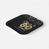 80誕生日応援～80年ブラック金ゴールド ペーパープレート (傾斜あり)