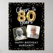 80誕生日応援~80年2枚フォトブラック ポスター (正面)