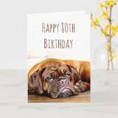 80誕生日悲しい犬がポーシティブユーモアを続ける カード (黄色い花)