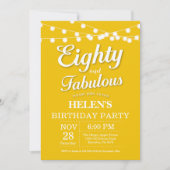 80誕生日招待状イエローファブラス 招待状 (正面)