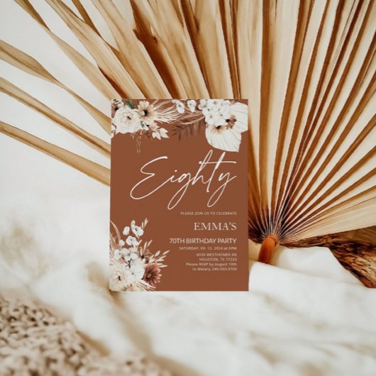 80誕生日招待状テラコッタボホパンパス 招待状