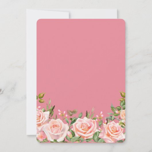 80誕生日招待状ピンクフローラモダンパーティー 招待状 (裏面)