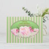 80誕生日招待状フェミニン、花つき 招待状 (スタンド正面)