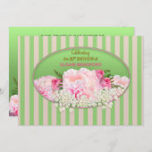 80誕生日招待状フェミニン、花つき 招待状 (正面/裏面)