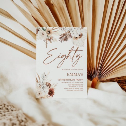 80誕生日招待状ボホパンパス 招待状