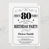 80誕生日招待状白黒 招待状 (正面/裏面)