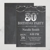 80誕生日招待状黒板ストリングライト 招待状 (正面/裏面)