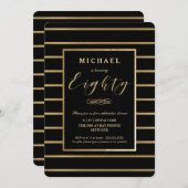 80誕生日招待状-金ゴールドエレガント, 男らし 招待状 (正面/裏面)