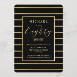 80誕生日招待状-金ゴールドエレガント, 男らし 招待状