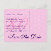 80誕生日日付を保存する紫のアンティークレース 案内ポストカード (裏面)