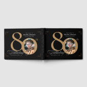 80誕生日書道金ゴールドブラックカスタム写真 ゲストブック (全面)