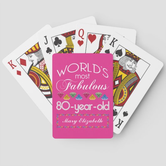 80誕生日最高のカラフル宝石ピンク トランプ (裏面)