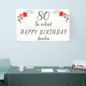 80誕生日水彩バラ花フローラ 横断幕 (トレードショー)