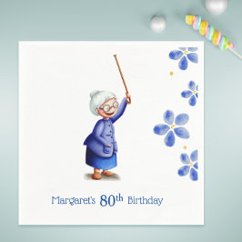 80誕生日水彩フローラ祖母 スタンダードカクテルナプキン