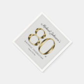 80誕生日無地の金ゴールドライトグレークラスエレガント スタンダードカクテルナプキン (角)