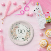 80誕生日熱帯フローラ ペーパープレート (パーティー)