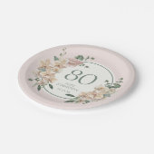 80誕生日熱帯フローラ ペーパープレート (アングル)