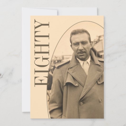 80誕生日男性写真モダン誕生日 招待状 (正面)