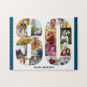 80誕生日番号80カスタムフォトコラージュ ジグソーパズル (横)