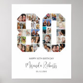 80誕生日番号80カスタムフォトコラージュ ポスター (正面)