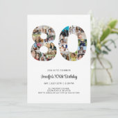 80誕生日番号80カスタムフォトコラージュ 招待状 (スタンド正面)