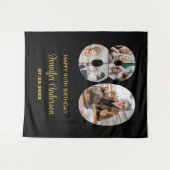 80誕生日番号80フォトコラージッモダンク タペストリー (正面(横))