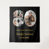 80誕生日番号80フォトコラージッモダンク タペストリー (正面)